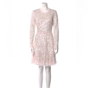 Needle & Thread Crew neck sequins knee length dress